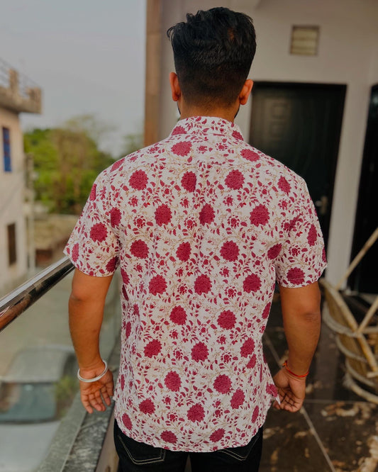 PINK FLORAL MEN SHIRT
