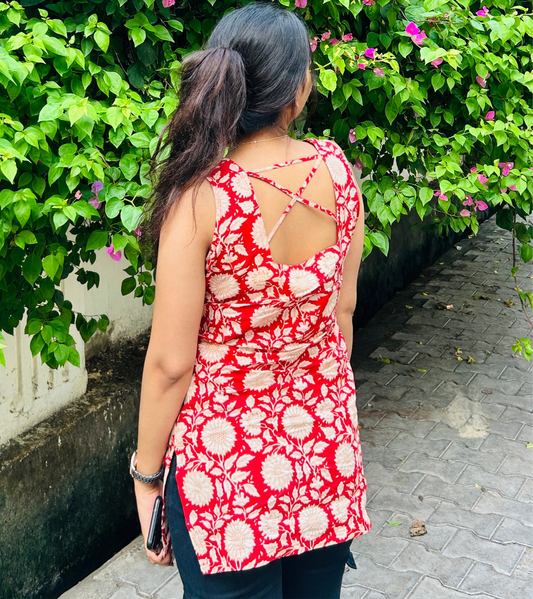 RED SHORT KURTI