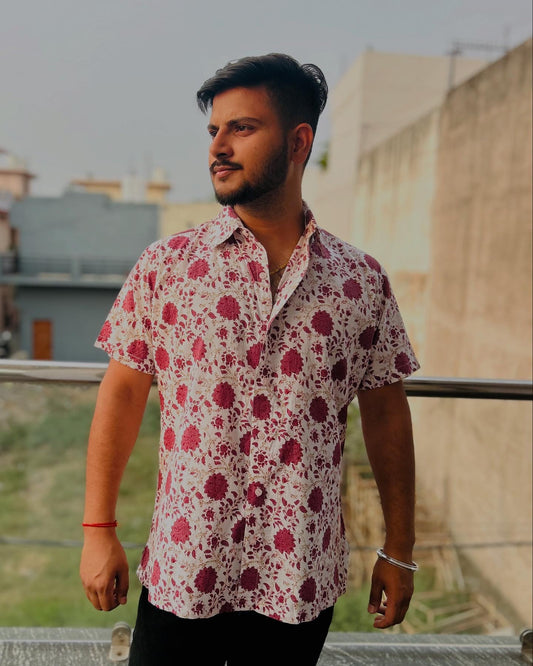 PINK FLORAL MEN SHIRT