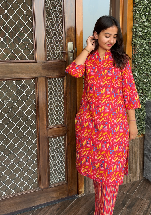 RED KURTA SET
